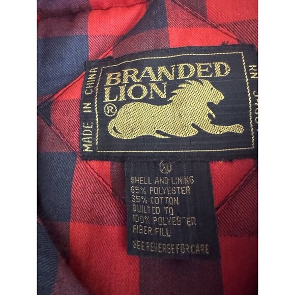 Branded Lion Men Buffalo Plaid Full Zip Vest Warm Puffer Vintage NEW Quilt Check - Picture 2 of 12